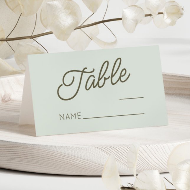 Tarjeta De Asiento Modern Minimal Minimalist Green Wedding (Subido por el creador)