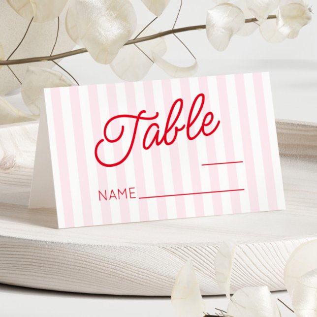 Tarjeta De Asiento Modern Minimal Minimalist Pink and Red Wedding (Subido por el creador)