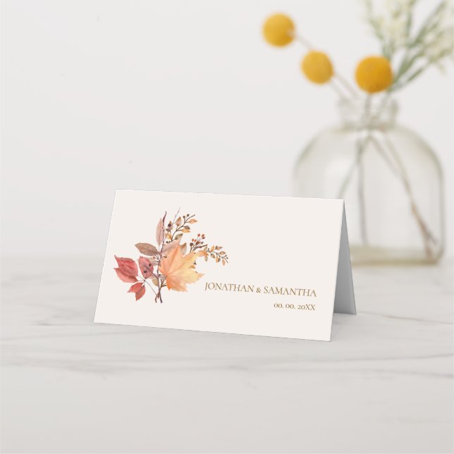 Tarjeta De Asiento Modern Rustic Fall Boho Flower Wedding (Anverso)