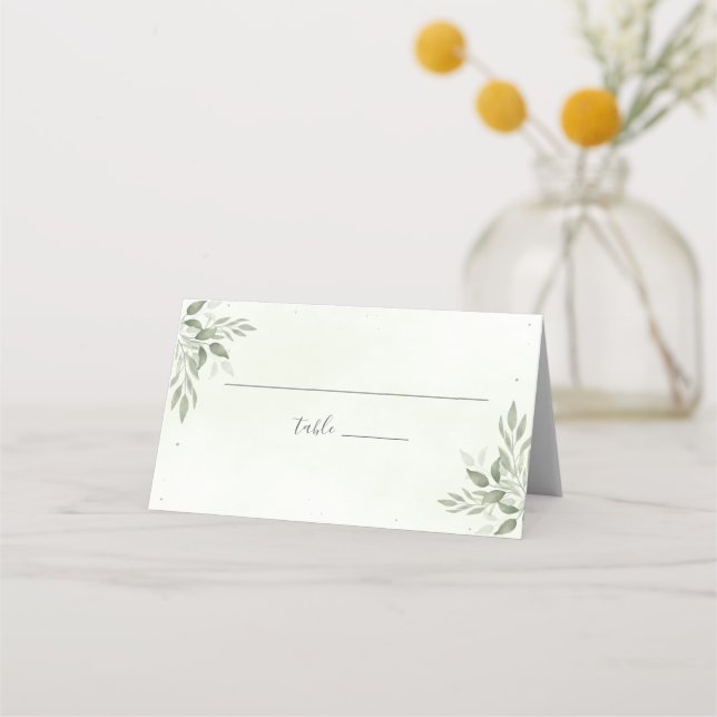 Tarjeta De Asiento Modern Sage Greenery Botanical Folded Place Card (Anverso)