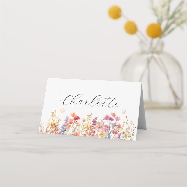Tarjeta De Asiento Modern Wildflower Baby Shower (Anverso)
