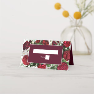 Tarjeta De Asiento Moderna acuarela floral de Borgoña Elegante Boda