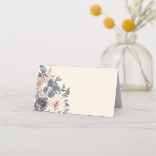 Tarjeta De Asiento Moderna acuarela morada floral elegante matrimonio