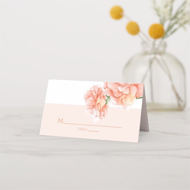 Tarjeta De Asiento Moderna Boda Floral Elegante (Anverso)