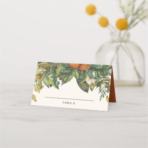 Tarjeta De Asiento Moderna mesa boda de naranja de cítricos rústicos