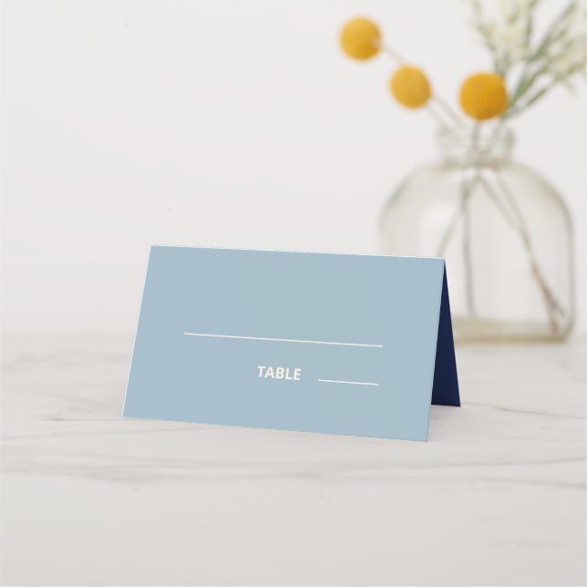 Tarjeta De Asiento Moderna tipografía audaz Boda Dusty Blue (Anverso)