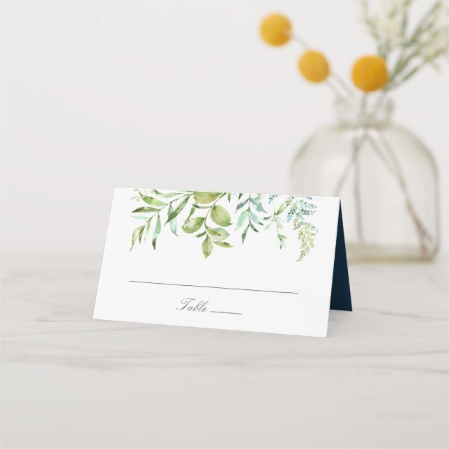Tarjeta De Asiento Moderna vegetación Foliage botánico deja la marina (Anverso)