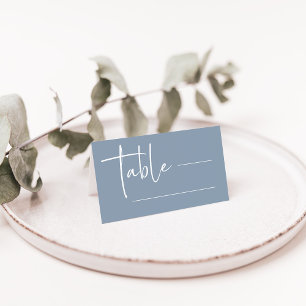 Tarjeta De Asiento Moderna y Minimalista   Boda azul turbio