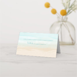 Tarjeta De Asiento Moderno Abstract Beach Wedding Doble Place Card