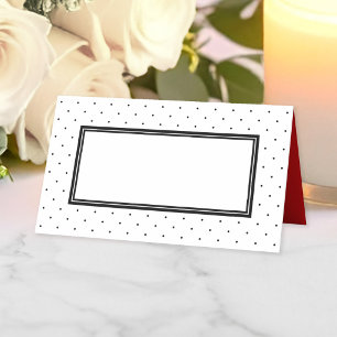 Tarjeta De Asiento Moderno Blanco Negro con Lunares y Rojo