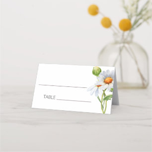 Tarjeta De Asiento Moderno Boda de Watercolol Minimalista Daisy
