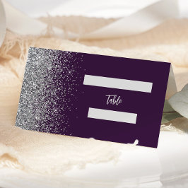 Tarjeta De Asiento Moderno Boda perimetral Purpurina de color morado