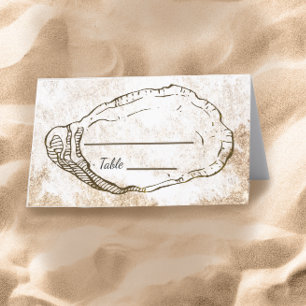 Tarjeta De Asiento Moderno color de agua mínimo Oyster Beach Wedding