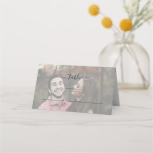Tarjeta De Asiento Moderno Elegante Simple Foto Boda Plegado