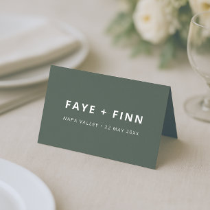 Tarjeta De Asiento Moderno Escándalo Bosque Verde Mínimo Boda Cena
