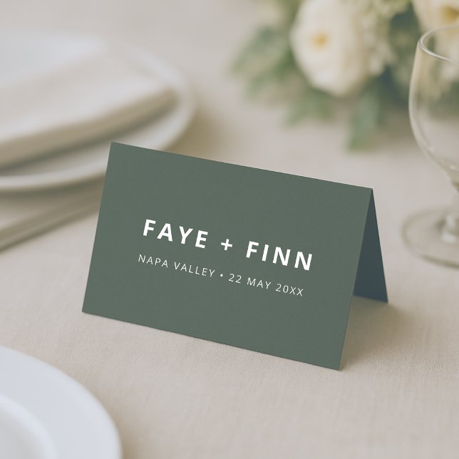 Tarjeta De Asiento Moderno Escándalo Bosque Verde Mínimo Boda Cena (Subido por el creador)