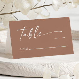 Tarjeta De Asiento Moderno Minimalista elegante Mocha Mousse Boda