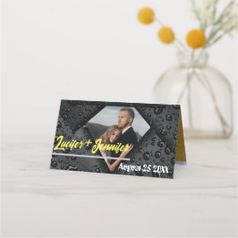 Tarjeta De Asiento Moderno Personalizado Boda de diamantes dorados fo