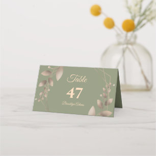 Tarjeta De Asiento Moderno Sencillo sabio botánico elegante oro verde