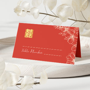 Tarjeta De Asiento Moderno y elegante boda chino de escritura floral 