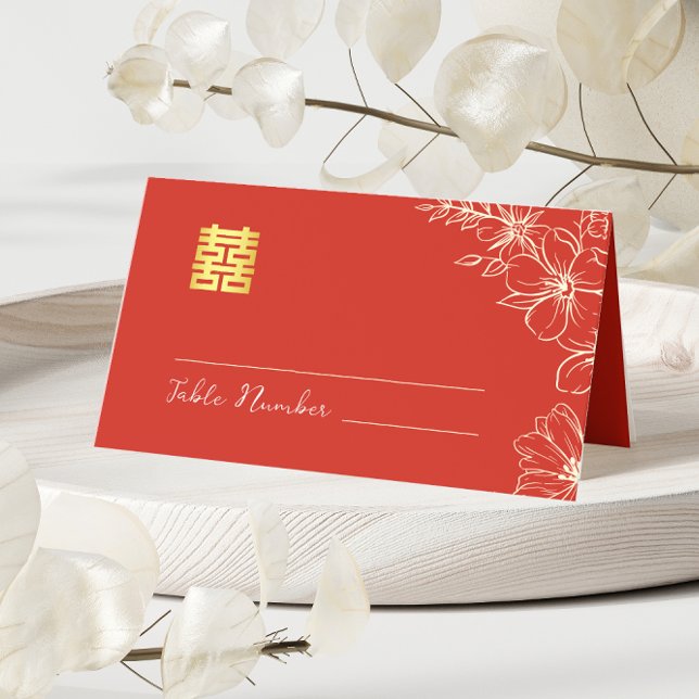 Tarjeta De Asiento Moderno y elegante boda chino de escritura floral  (Subido por el creador)