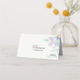 Tarjeta De Asiento Monograma artístico Boho Lilac Floral acuarela