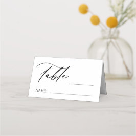 Tarjeta De Asiento Monograma blanco negro número de tabla Boda