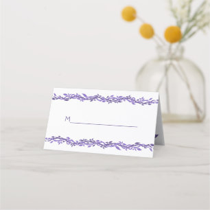 Tarjeta De Asiento Monograma Boda de madera morada Elegante Garland