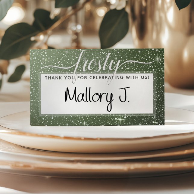Tarjeta De Asiento Monograma de acuarela verde de salvia rústica (FROSTY Rustic Sage Green Watercolor Monogram Place Card
)