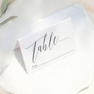 Tarjeta De Asiento Monograma de Boda en Caligrafía Simple en Blanco y