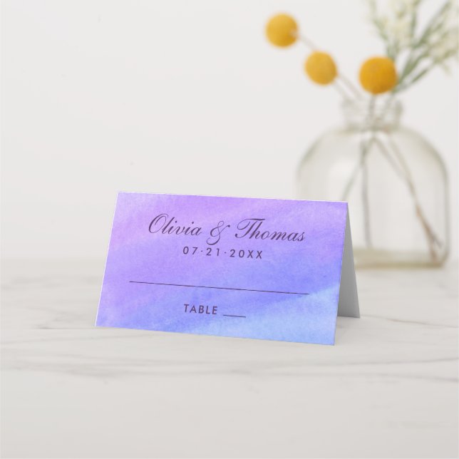 Tarjeta De Asiento Monograma de Boda violeta violeta púrpura moderno (Anverso)