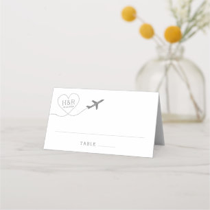 Tarjeta De Asiento Monograma del corazón del avión del tema de viajes