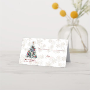 Tarjeta De Asiento Monograma: Deseos navideños del árbol de Navidad B