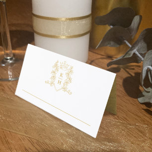 Tarjeta De Asiento Monograma escudo de corazón dibujado a mano boda b