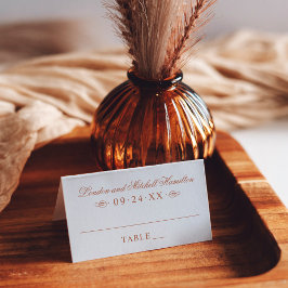 Tarjeta De Asiento Monograma Naranja de Terracota Clásico Elegante