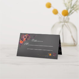 Tarjeta De Asiento Monograma negro floral otoño