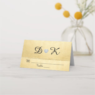 Tarjeta De Asiento Monograma personalizado Boda de diamantes de coraz
