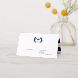 Tarjeta De Asiento Monogramas duales sobre el caballito de mar del am