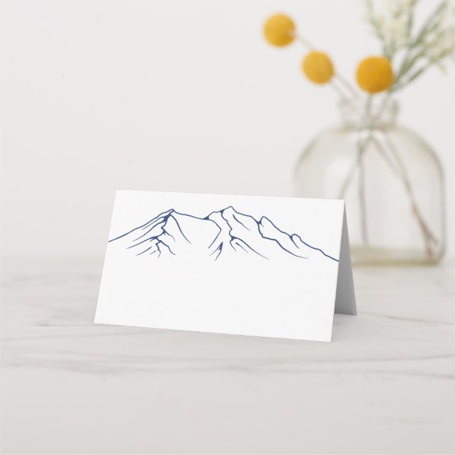 Tarjeta De Asiento Montaña Rustica Woodsy | Boda azul de la Marina (Anverso)
