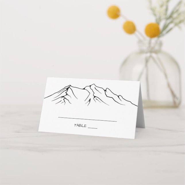 Tarjeta De Asiento Montaña Rustica Woodsy | Boda blanco (Anverso)