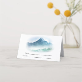 Tarjeta De Asiento Montañas Pino Rústicas Lago Boda Plac