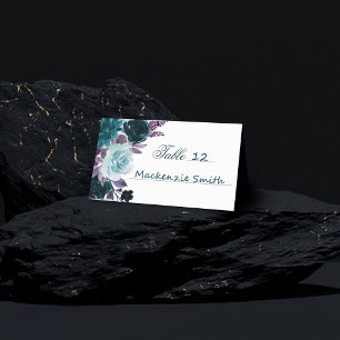 Tarjeta De Asiento Moody Boho Floral Verde azulada y turquesa oscur