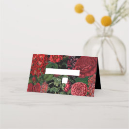 Tarjeta De Asiento Moody Florals Black Arch Burgundy Boda rojo