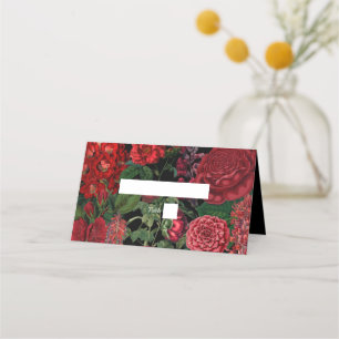 Tarjeta De Asiento Moody Florals Black Arch Burgundy Boda rojo
