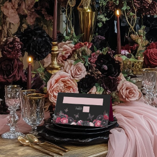 Tarjeta De Asiento Moody Quinceañera rosa gótico, rojo y negro