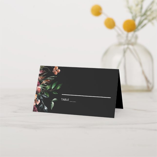 Tarjeta De Asiento Moody Watercolor Florals (Anverso)