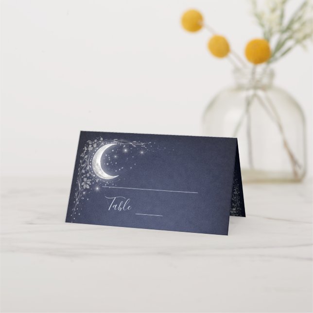 Tarjeta De Asiento Moonlit Grove Celestial Woodland Wedding (Anverso)