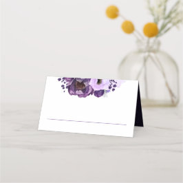Tarjeta De Asiento Morado acuarela Flores Boda real moderno