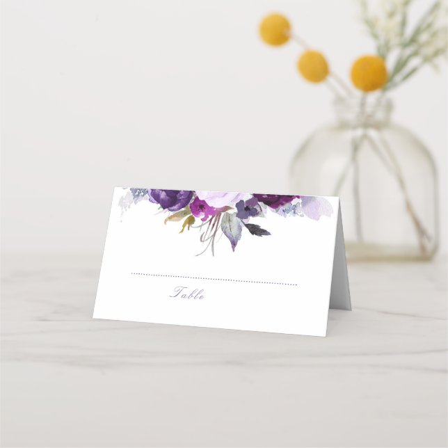 Tarjeta De Asiento Morado Floral (Anverso)