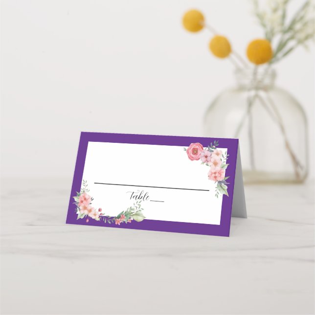 Tarjeta De Asiento Morado Floral (Anverso)